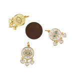Shiny Enamel Heart Shaped Evil Eye Pendant-DIY Jewelry Making Accessories   14x23mm