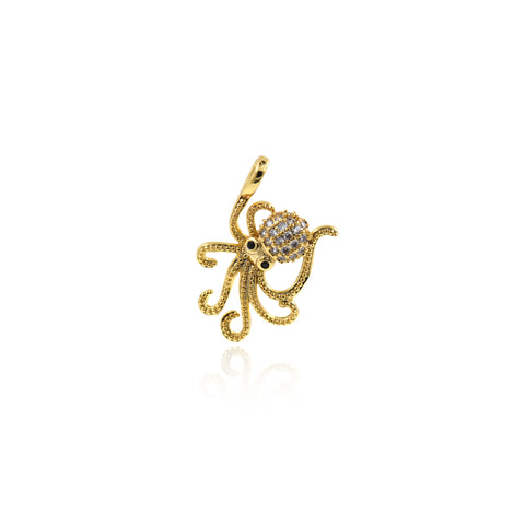Shiny Micropavé Octopus Pendant-DIY Jewelry Making Accessories   18x25mm