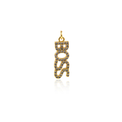 Shiny Micropavé BOSS Pendant-DIY Jewelry Making Accessories   7x20mm