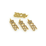 Shiny Micropavé BOSS Pendant-DIY Jewelry Making Accessories   7x20mm