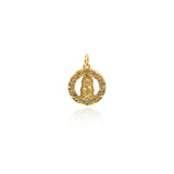 Shiny Round Micropavé Virgin Mary Pendant-DIY Jewelry Making Accessories   15x17mm