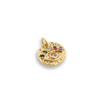 Shiny Round Evil Eye Zircon Pendant-DIY Jewelry Making Accessory   14mm