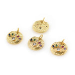 Shiny Round Evil Eye Zircon Pendant-DIY Jewelry Making Accessory   14mm