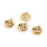 Shiny Round Evil Eye Zircon Pendant-DIY Jewelry Making Accessory   14mm