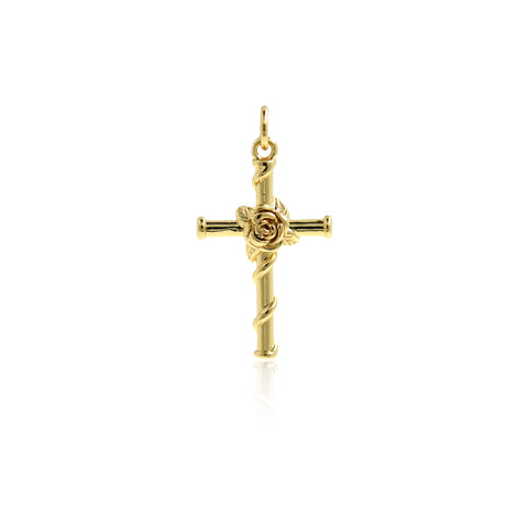 Shiny Cross Rose Pendant-DIY Jewelry Making Accessories   15x26mm