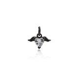 Shiny Wing Heart Shaped Zircon Pendant-DIY Jewelry Making Accessories   12x8mm