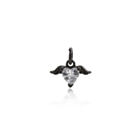 Shiny Wing Heart Shaped Zircon Pendant-DIY Jewelry Making Accessories   12x8mm