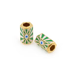18K Gold Enamel Magic Evil Eye Spacer Beads for DIY Original Jewelry Making Supplies 12x21mm