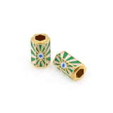 18K Gold Enamel Magic Evil Eye Spacer Beads for DIY Original Jewelry Making Supplies 12x21mm