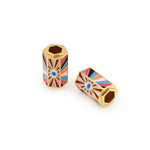 18K Gold Enamel Magic Evil Eye Spacer Beads for DIY Original Jewelry Making Supplies 12x21mm