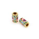 18K Gold Enamel Magic Evil Eye Spacer Beads for DIY Original Jewelry Making Supplies 12x21mm