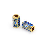 18K Gold Enamel Magic Evil Eye Spacer Beads for DIY Original Jewelry Making Supplies 12x21mm
