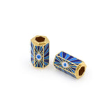 18K Gold Enamel Magic Evil Eye Spacer Beads for DIY Original Jewelry Making Supplies 12x21mm