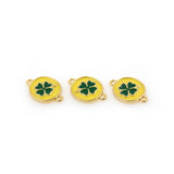 Shiny Enamel Clover Connector-DIY Jewelry Making Accessories   15x10x1.5mm