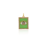 Shiny Rectangle Enamel Evil Eye Pendant-DIY Jewelry Making Accessories   24x15x3mm