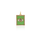 Shiny Rectangle Enamel Evil Eye Pendant-DIY Jewelry Making Accessories   24x15x3mm