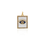 Shiny Rectangle Enamel Evil Eye Pendant-DIY Jewelry Making Accessories   24x15x3mm