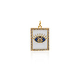 Shiny Rectangle Enamel Evil Eye Pendant-DIY Jewelry Making Accessories   24x15x3mm