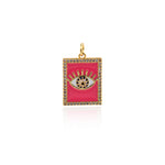 Shiny Rectangle Enamel Evil Eye Pendant-DIY Jewelry Making Accessories   24x15x3mm