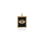 Shiny Rectangle Enamel Evil Eye Pendant-DIY Jewelry Making Accessories   24x15x3mm