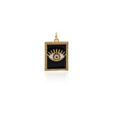 Shiny Rectangle Enamel Evil Eye Pendant-DIY Jewelry Making Accessories   24x15x3mm
