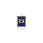 Shiny Rectangle Enamel Evil Eye Pendant-DIY Jewelry Making Accessories   24x15x3mm