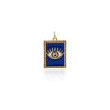 Shiny Rectangle Enamel Evil Eye Pendant-DIY Jewelry Making Accessories   24x15x3mm