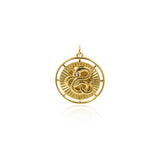 Shiny Round Snake Zircon Pendant-DIY Jewelry Making Accessories   31x25x4mm