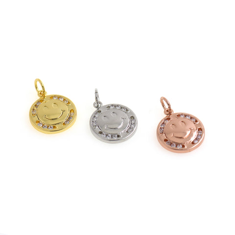 Shiny Smiley Zircon Pendant-DIY Jewelry Making Accessories   19x12.5x2mm