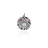 Shiny Round Multi-Element Evil Eye Pendant-DIY Jewelry Making Accessories   24mm