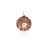Shiny Round Multi-Element Evil Eye Pendant-DIY Jewelry Making Accessories   24mm