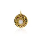 Shiny Round Multi-Element Evil Eye Pendant-DIY Jewelry Making Accessories   24mm