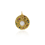 Shiny Round Multi-Element Evil Eye Pendant-DIY Jewelry Making Accessories   24mm