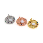 Shiny Round Multi-Element Evil Eye Pendant-DIY Jewelry Making Accessories   24mm