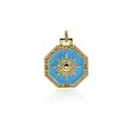 Shiny Micropavé Bagua Shaped Pendant-DIY Jewelry Making Accessories   30x27mm