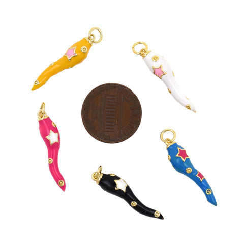 Shiny Enamel Star Pepper Pendant-DIY Jewelry Making Accessories   6x27mm