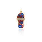 Shiny Enamel Evil Eye Slipper Pendant-DIY Jewelry Making Accessories   29x12x6mm