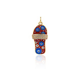 Shiny Enamel Evil Eye Slipper Pendant-DIY Jewelry Making Accessories   29x12x6mm