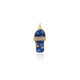 Shiny Enamel Evil Eye Slipper Pendant-DIY Jewelry Making Accessories   29x12x6mm