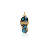 Shiny Enamel Evil Eye Slipper Pendant-DIY Jewelry Making Accessories   29x12x6mm
