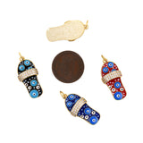 Shiny Enamel Evil Eye Slipper Pendant-DIY Jewelry Making Accessories   29x12x6mm