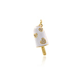 Shiny Ice Cream Heart Shaped Zircon Pendant-DIY Jewelry Making Accessories    27x10.5mm