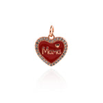 Shiny Enamel Heart Shaped Mama Pendant-DIY Jewelry Making Accessories   14x14mm