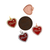 Shiny Enamel Heart Shaped Mama Pendant-DIY Jewelry Making Accessories   14x14mm