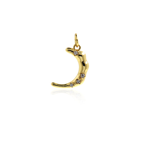 Shiny Abstract Moon Zircon Pendant-DIY Jewelry Making Accessories   11x18mm