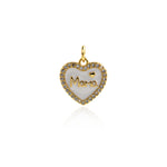 Shiny Enamel Heart Shaped Mama Pendant-DIY Jewelry Making Accessories   14x14mm