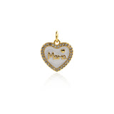 Shiny Enamel Heart Shaped Mama Pendant-DIY Jewelry Making Accessories   14x14mm