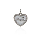 Shiny Enamel Heart Shaped Mama Pendant-DIY Jewelry Making Accessories   14x14mm