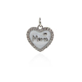 Shiny Enamel Heart Shaped Mama Pendant-DIY Jewelry Making Accessories   14x14mm
