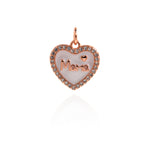 Shiny Enamel Heart Shaped Mama Pendant-DIY Jewelry Making Accessories   14x14mm